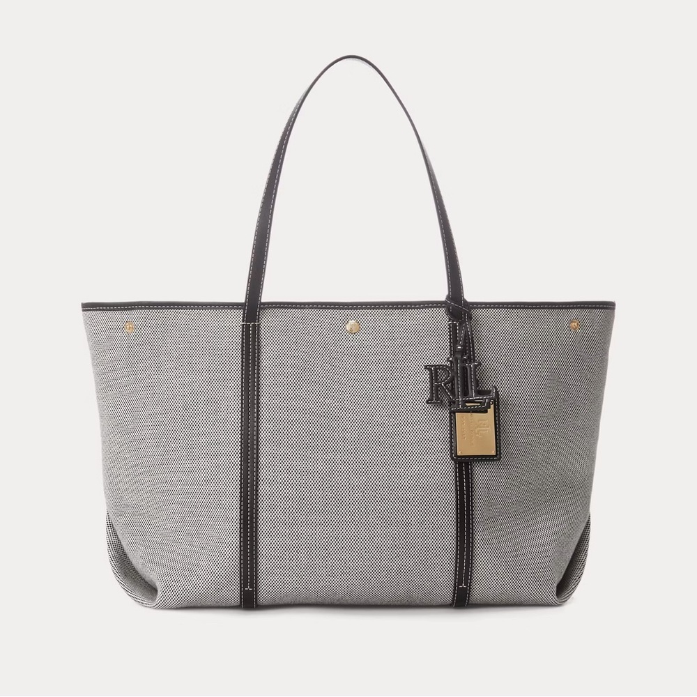 Ralph Lauren Canvas & Leather Large Emerie Tote